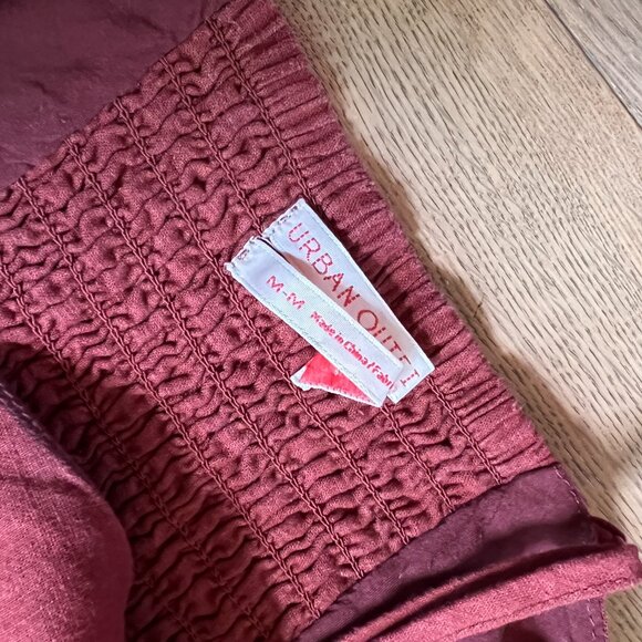 Rust Colored Midi Linen Blend Dress size Medium Adjustable Spaghetti Strap - Picture 5 of 5